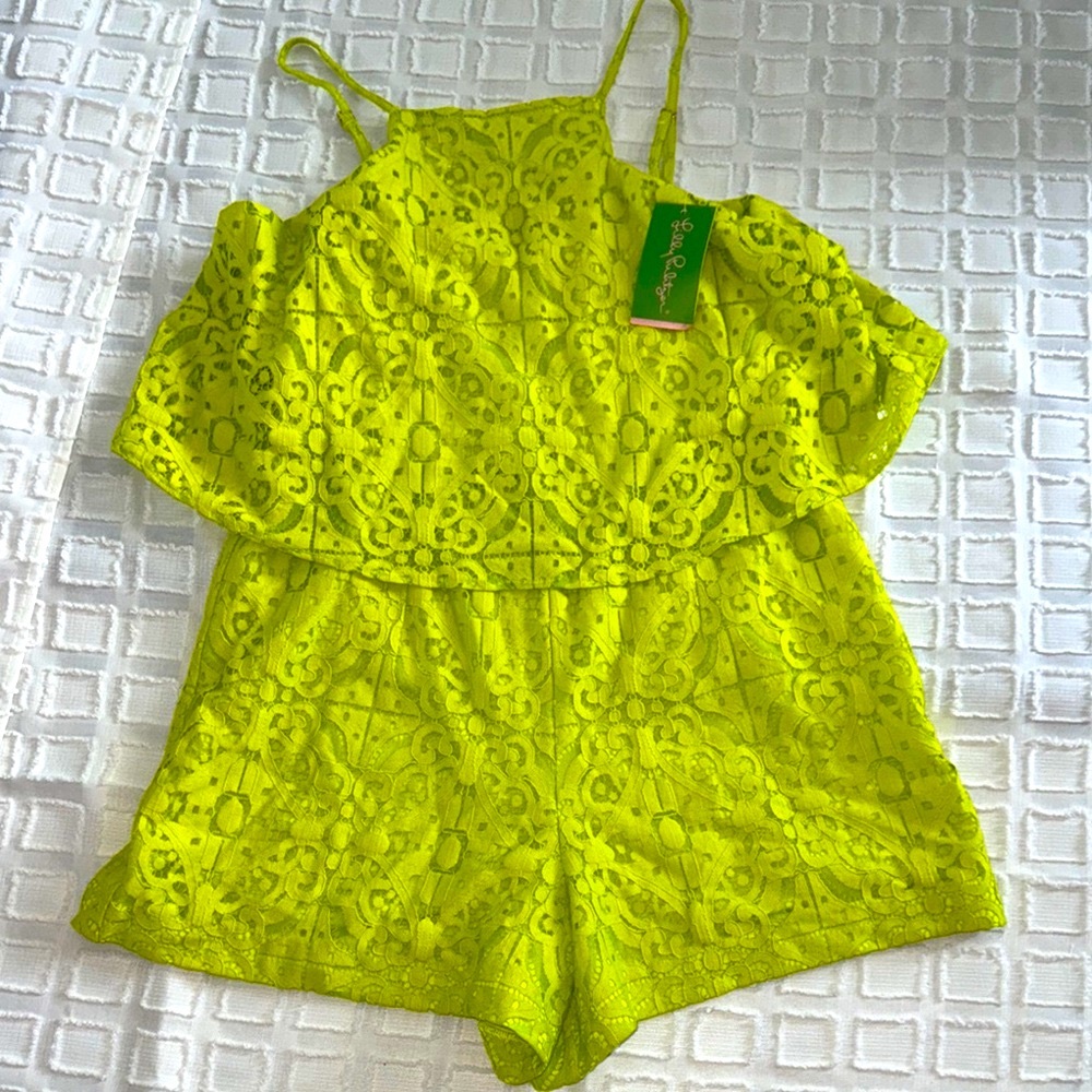 Lilly Pulitzer Bright Yellow Lace Romper